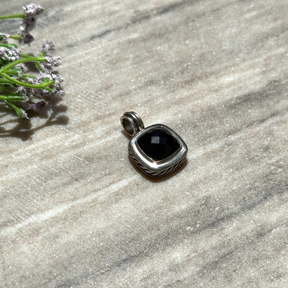 Authentic David Yurman Albion Onyx Sterling Silver Enhancer Pendant